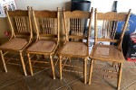 4 dining chairs, simple wood, 2 book shelve units, roughly 2mx1, wardr...