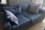 Queen size headboard, 2 seater couch, small desk