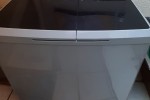 Microwave, tall fridge 2doors above another/2 sections, medium TV cabi...
