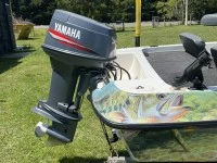 Small bass boat on trailer