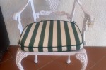 Cast iron six seater patio table, Six cast iron patio chairs