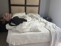 Queen bed with bed head and pedestals, Three quarter bed with bed head...