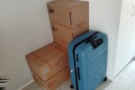 Double bed, 8 packed boxes