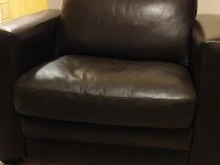 Queen size bed and matrass, 2 seater couch (2), 1 seater couch, Wooden...