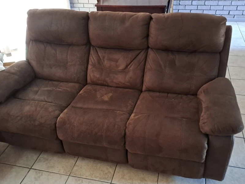 Dinner table and 6 chairs, lounge suite 3 seater couch and 2 seater co...