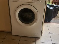 Wooden tea trolley, wooden kist, fridge, washing machine