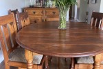 Dining room table and chairs, boxes