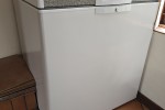 Single door fridge, Small box freezer, Occasional table, Occasional ta...