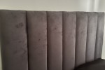 Double bed, Fridge, Washing machine, L-shape couch, Headboard