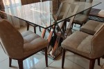 Queen size base and mattress, 1 x 6 seater rectangle glass table, dini...