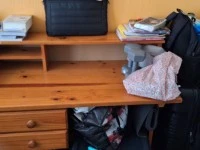 Three quarter bed with headboard, Desk with  2 drawers attached, Offic...