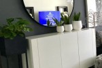 Server, Couch, Round steel mirror