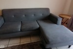 Double bed, Small fridge, L-couch two seater