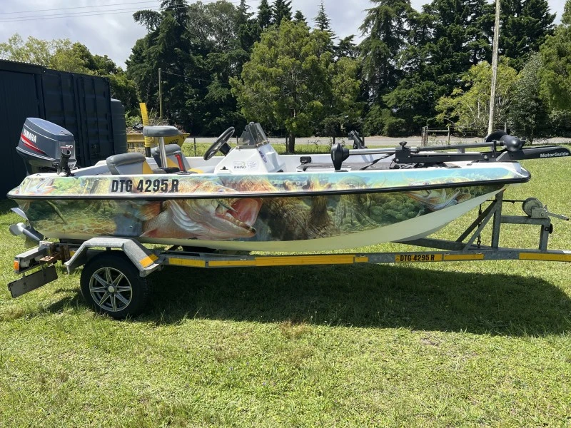 Small bass boat on trailer