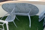 Garden table, garden chairs (6)