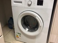 Queen bed, L-shaped couch, Bunk bed, Front loader washing machine, Tv ...