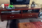 Queen bed, Bedside table, Bedside table, Bookshelf, TV stand, TV stand...