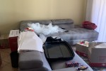 Corner sofa, table and 4 chairs, fridge, washing machine, 2 single bed...