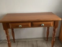 Chest of drawers, small desk, bed side table, One dining chair, pictur...