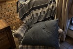 Double bed, Wooden kist, Bookcase, Wingback chair, Wooden 2 door wardr...