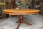 Dining room table and cupboard.