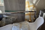 1x fridge, 1x 2 seat couch, 1 x round glass table. 2x chairs, 1 x glas...