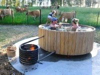 Wood fired hot tub