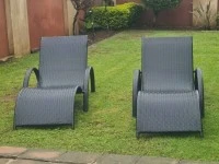 Love seat 160 l x 70 w x 82 h, 2 pool loungers, 2 Armchairs need to be...
