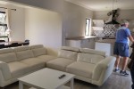 L shape leather couch, small coffee table