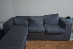 Queen bed, Tv stand, Fridge, Wardrobe, Tv, Couch, Mirror