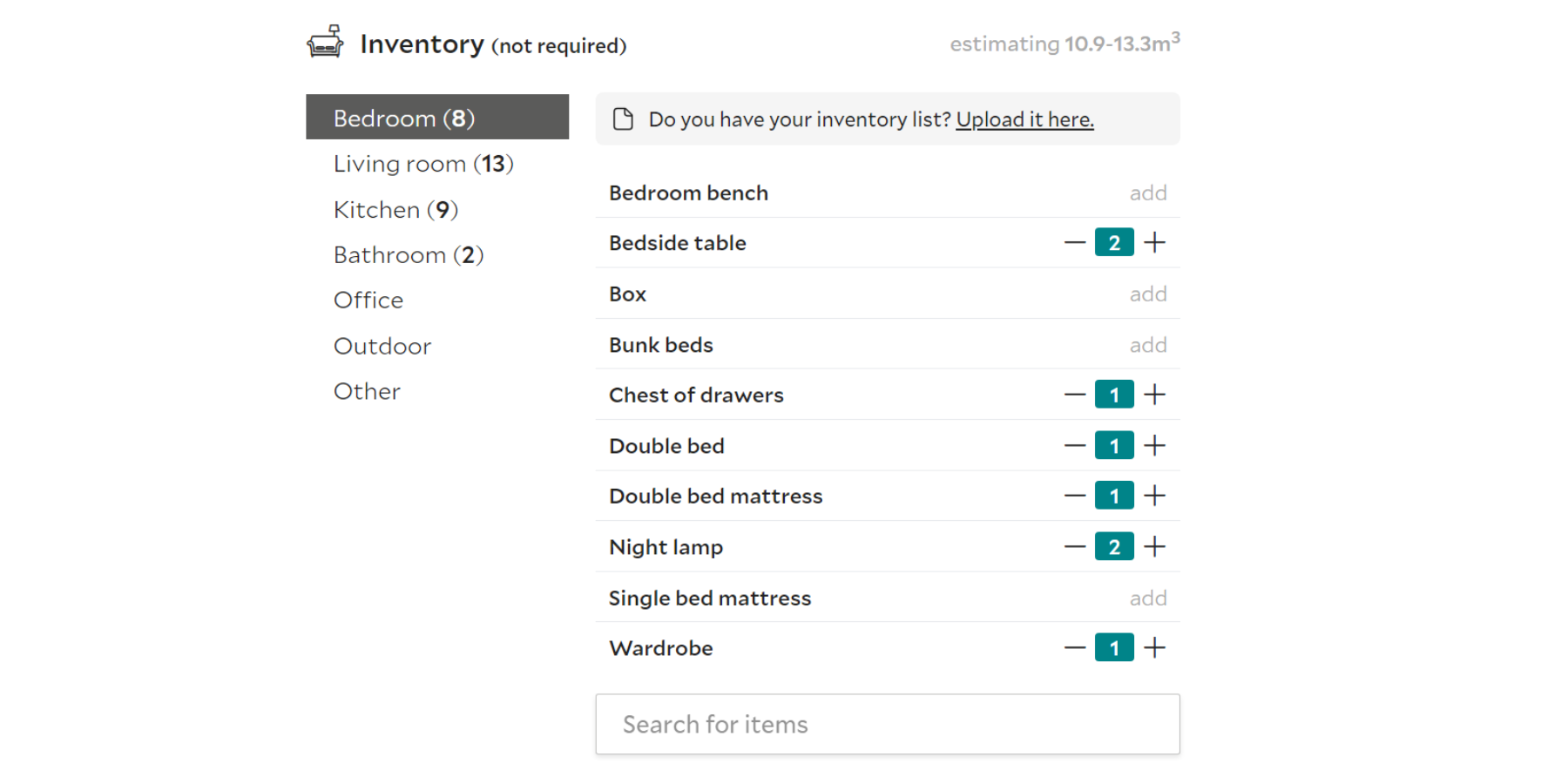 moving inventory list tool