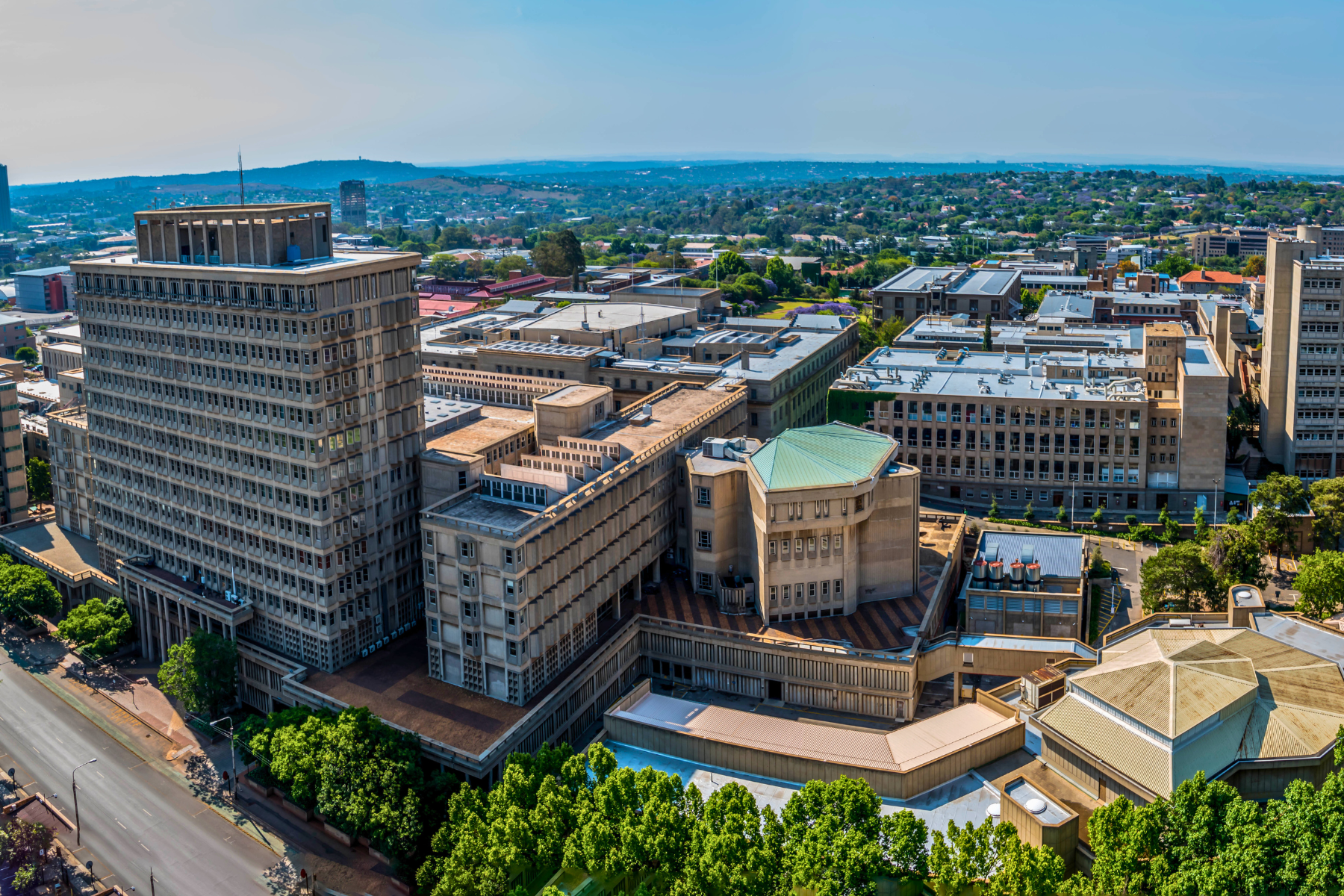 View of University of Johannesburg's buildings with city in background