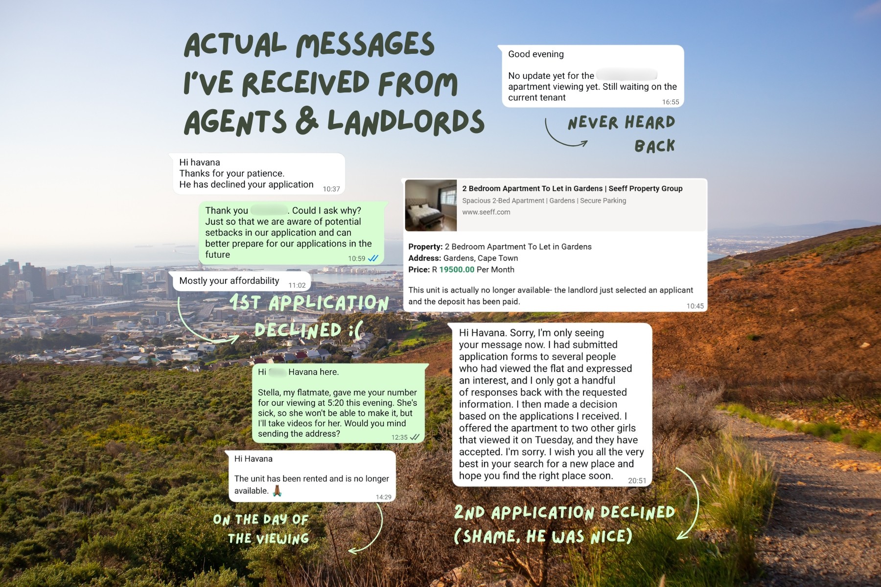 messages I've received from agents and landords