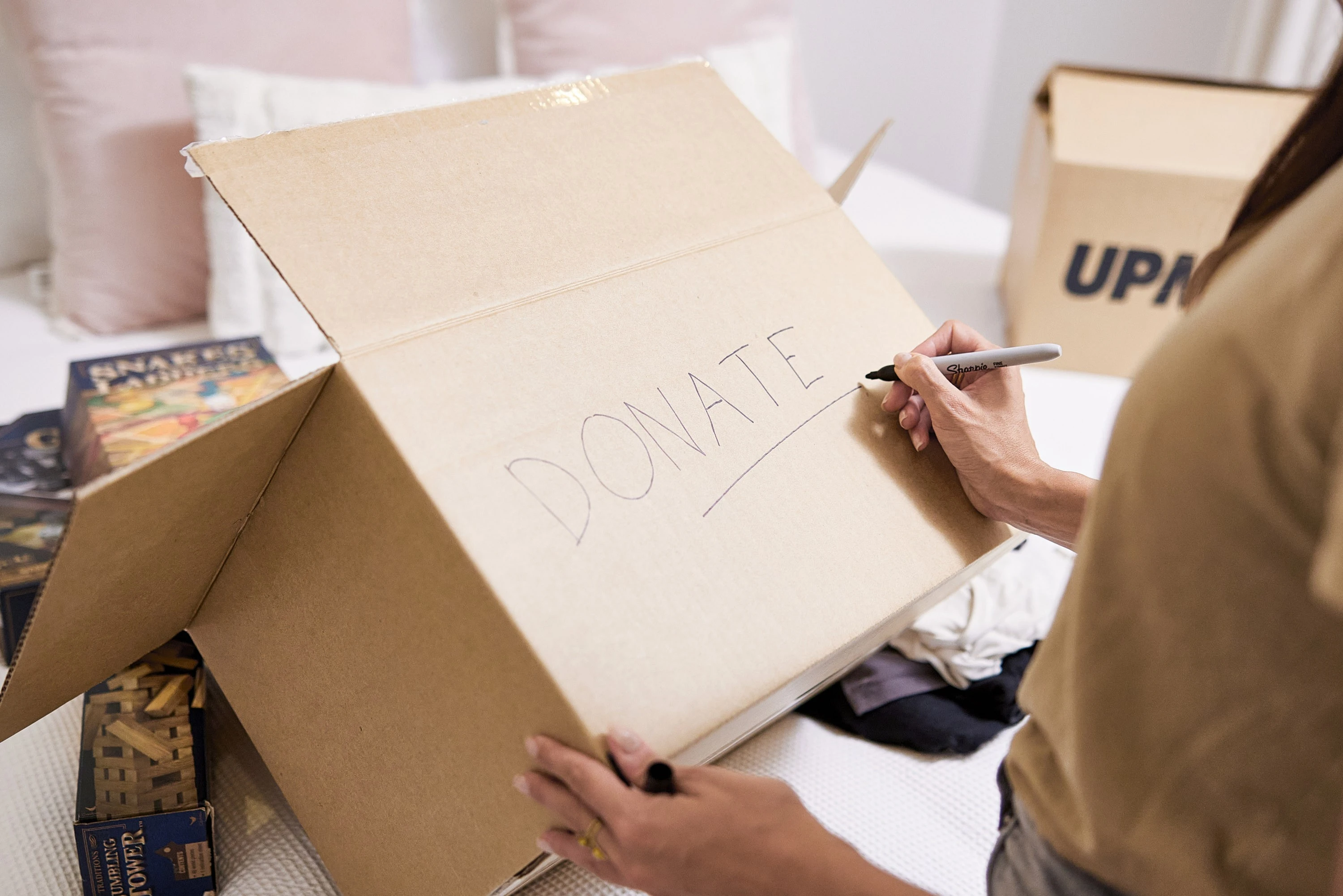 Donate clothes and items before moving