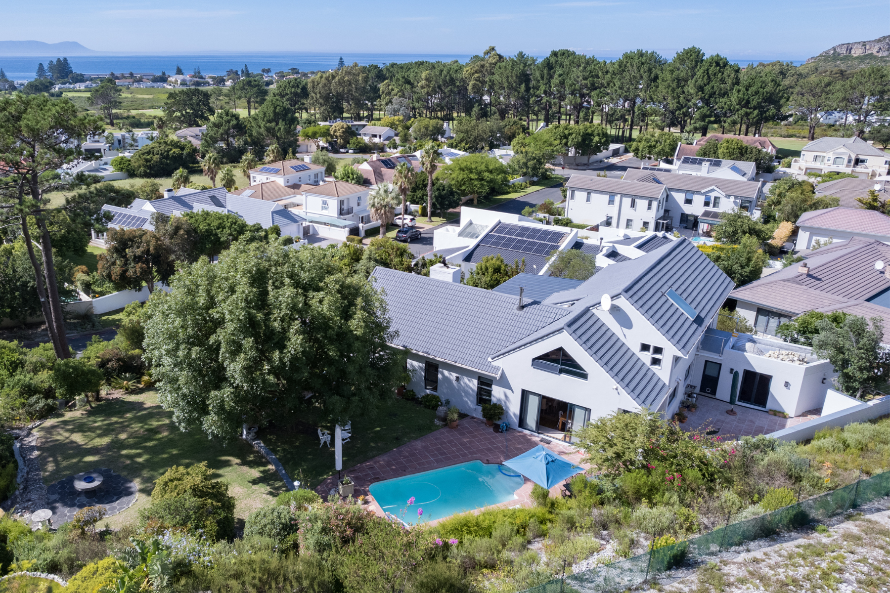 Aerial view of short-term rental property in Cape Town near ocean