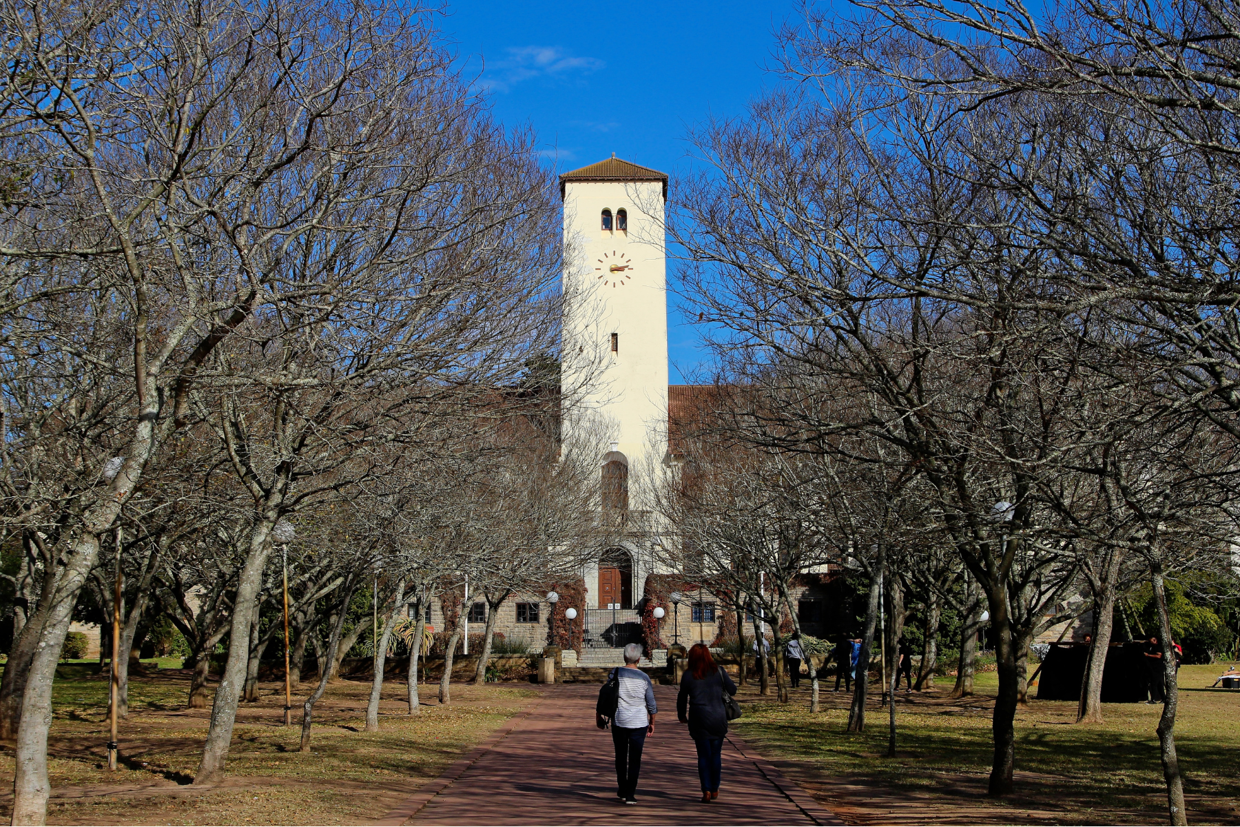 View of famous Rhodes clock and tower in Grahamstown
