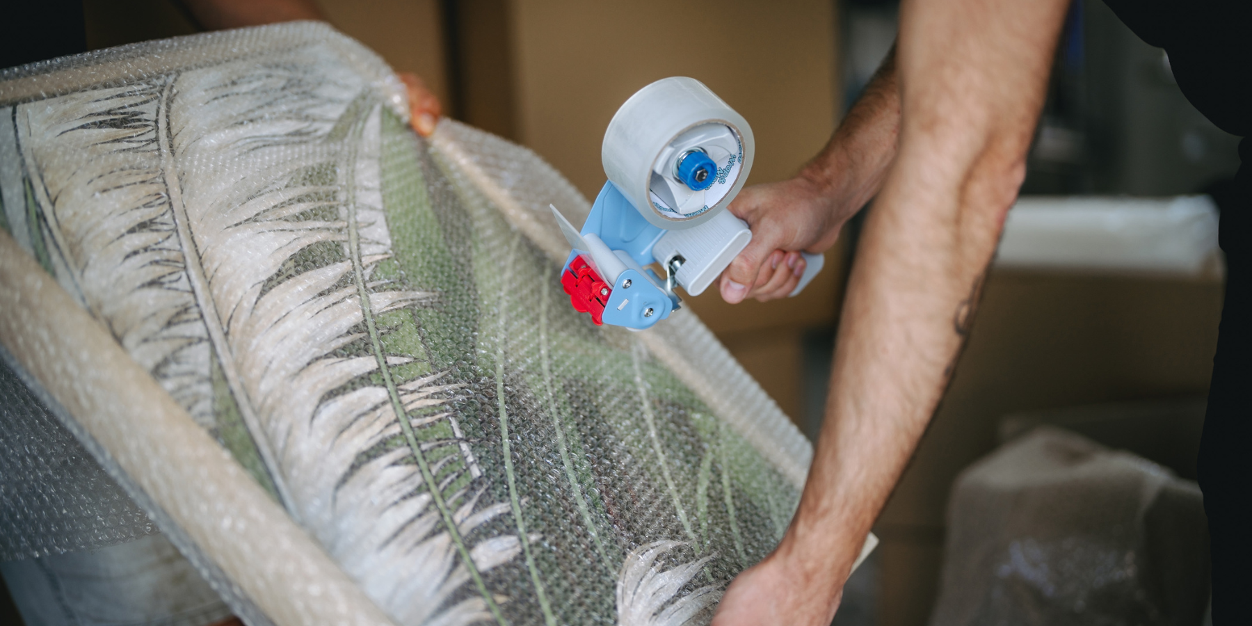 Secure bubble wrap with tape